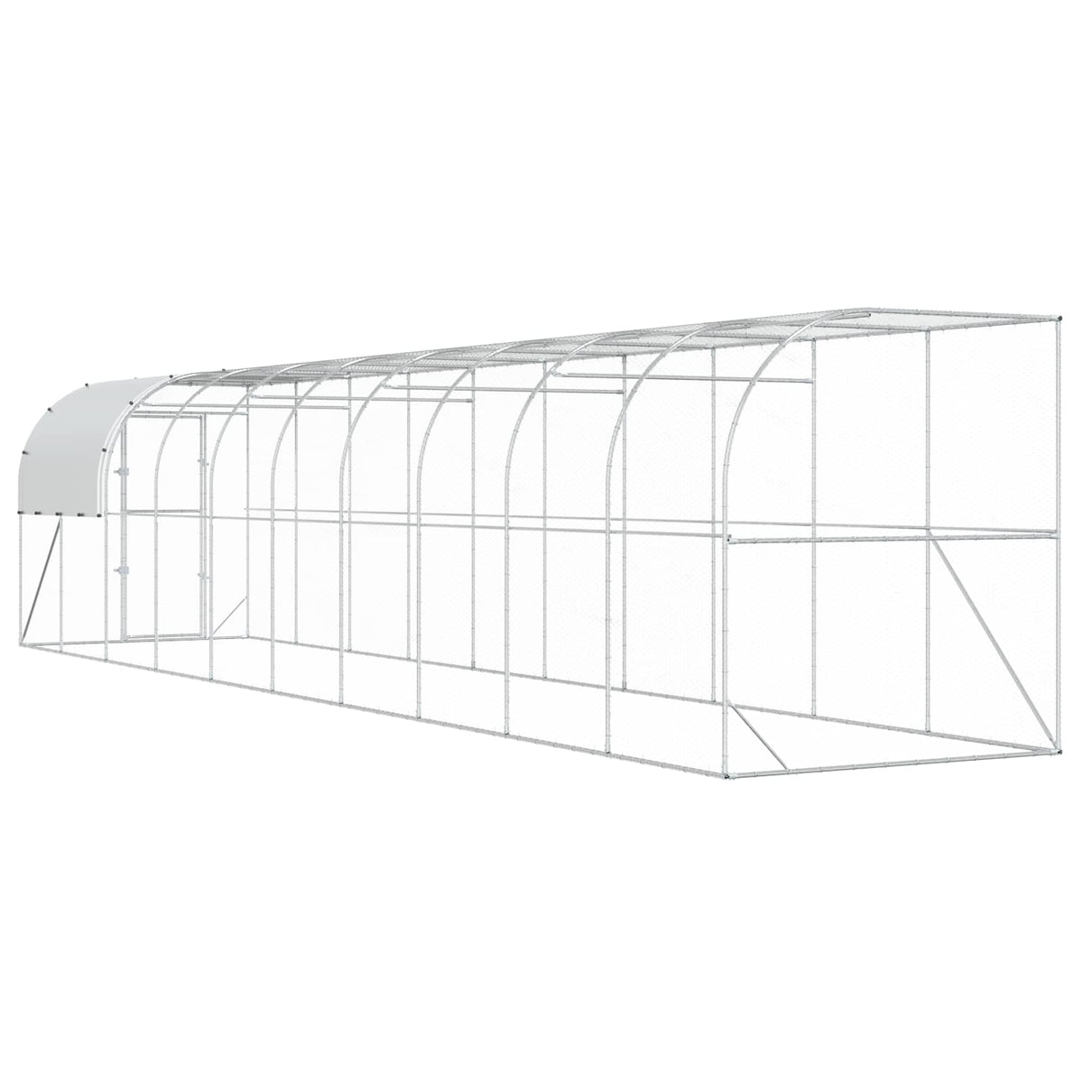 Gabbia per Polli Contro il Muro Argento 1000 x 200 x 215 cm