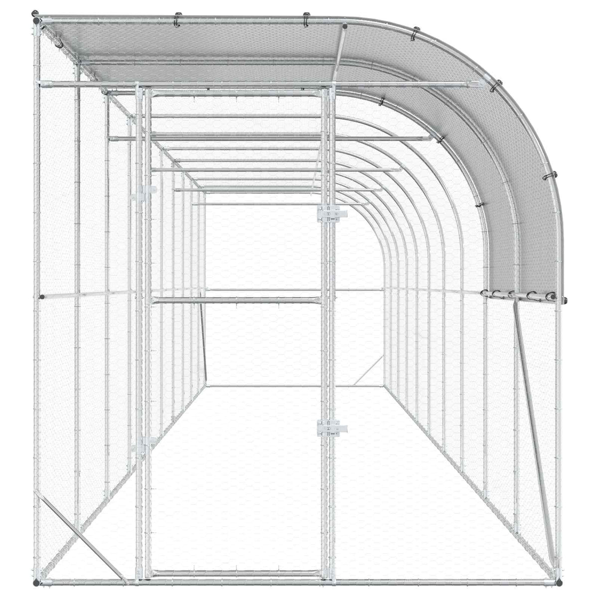 Gabbia per Polli Contro il Muro Argento 1000 x 200 x 215 cm