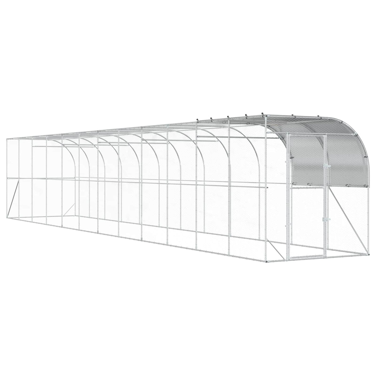 Gabbia per Polli Contro il Muro Argento 1200 x 200 x 215 cm