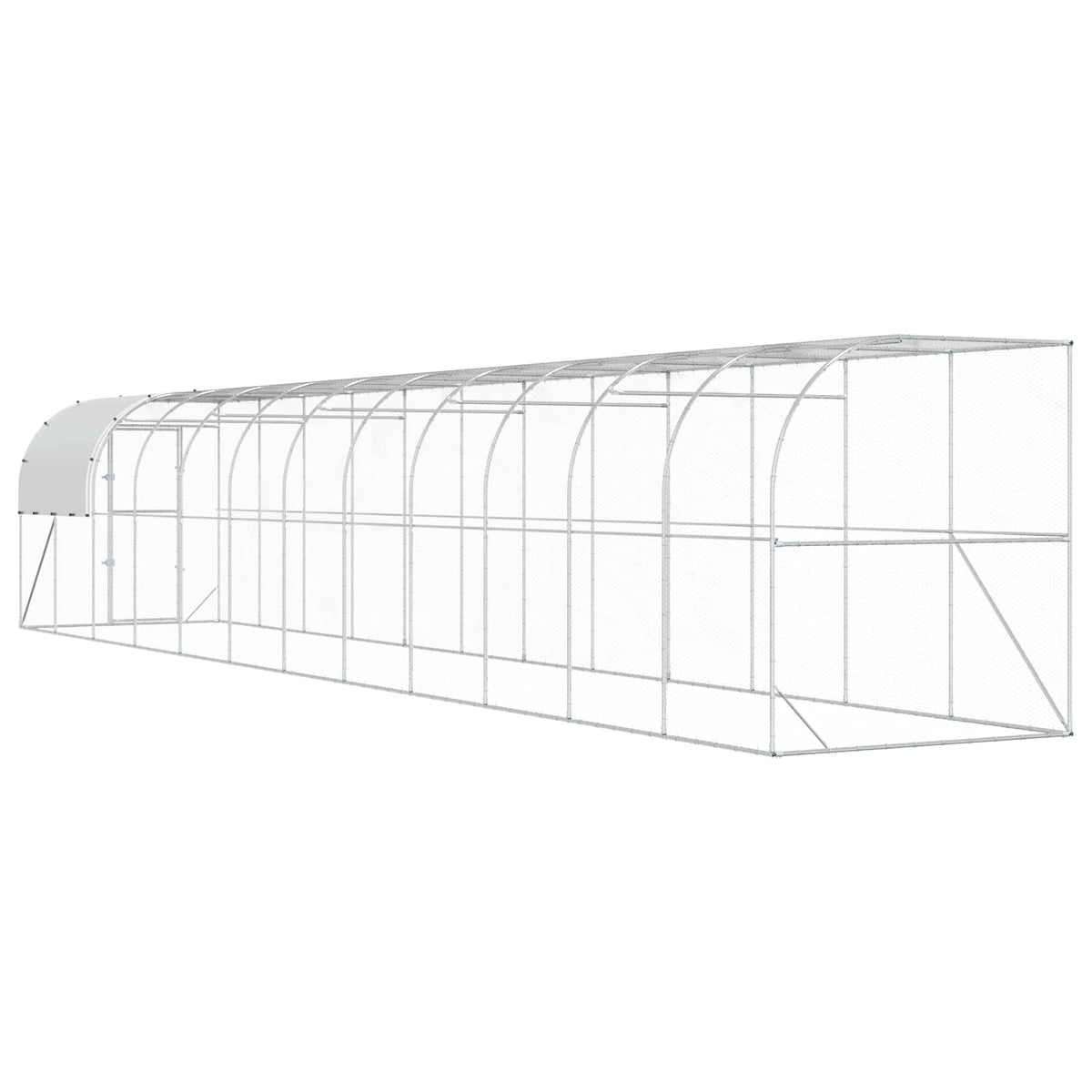 Gabbia per Polli Contro il Muro Argento 1200 x 200 x 215 cm