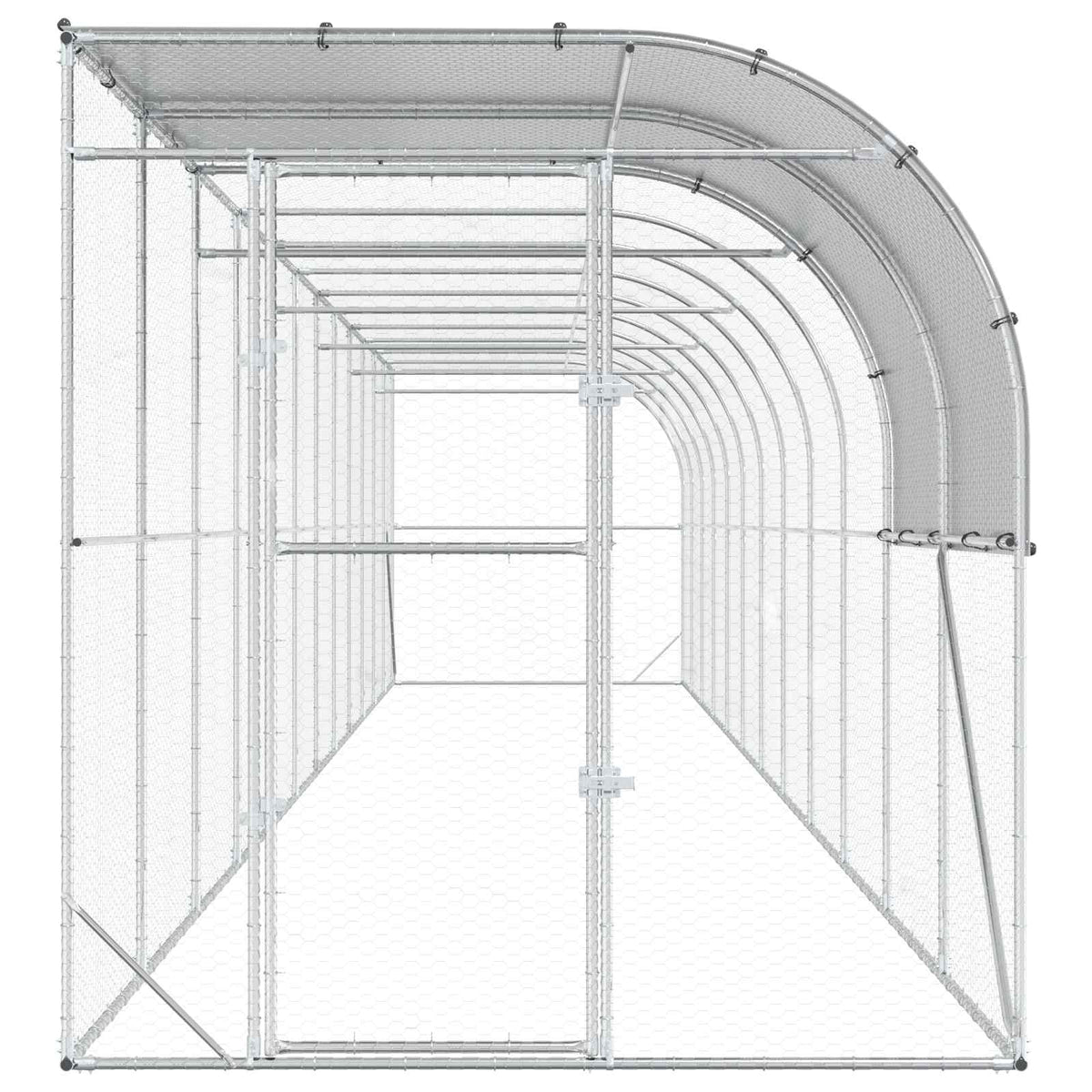 Gabbia per Polli Contro il Muro Argento 1200 x 200 x 215 cm